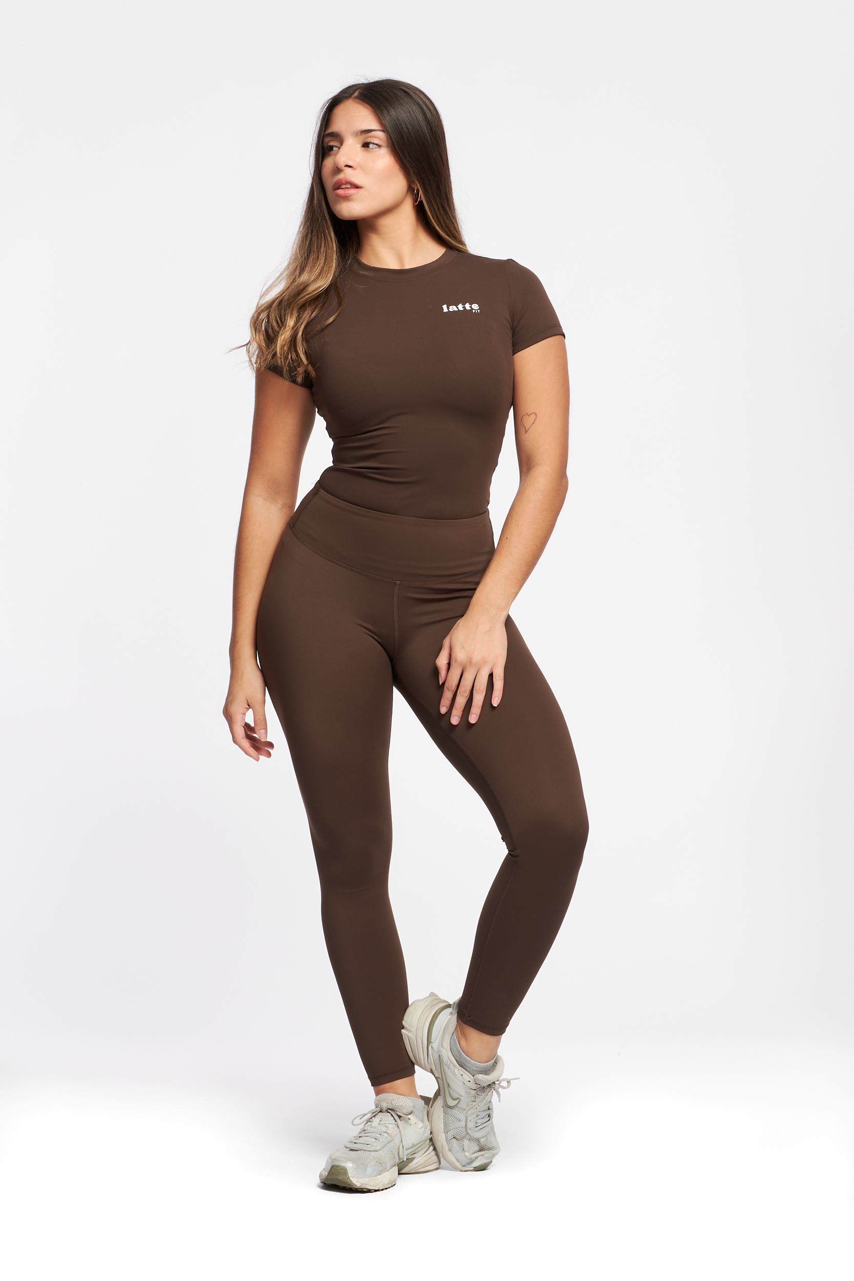 legging Matcha Latte marrón vista de frente - leggings deportivos mujer Argentina